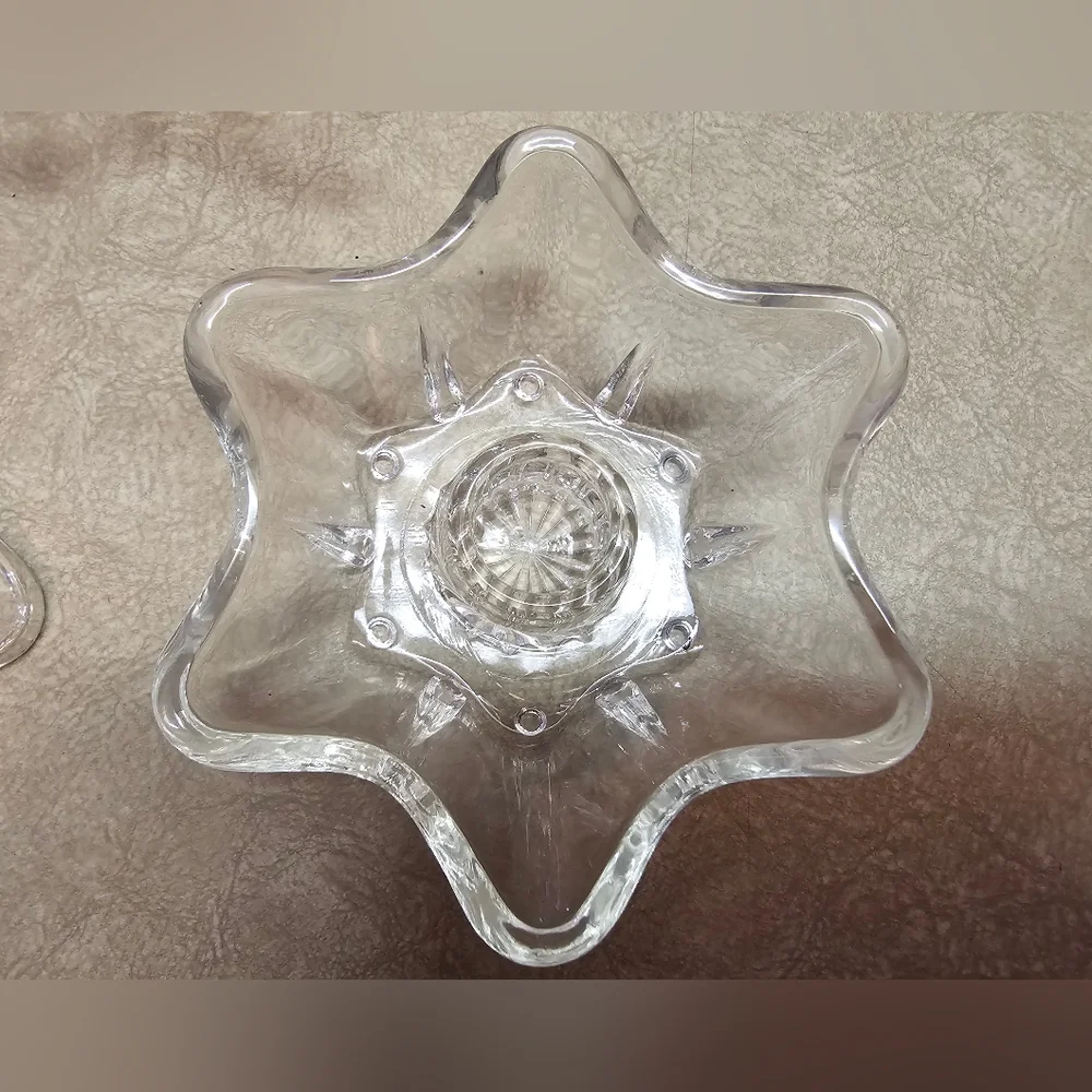 Clear Star-Shaped Glass Candle Holders Set Of 3